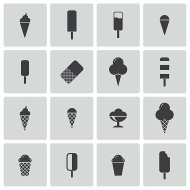 siyah buz krem Icons set vektör