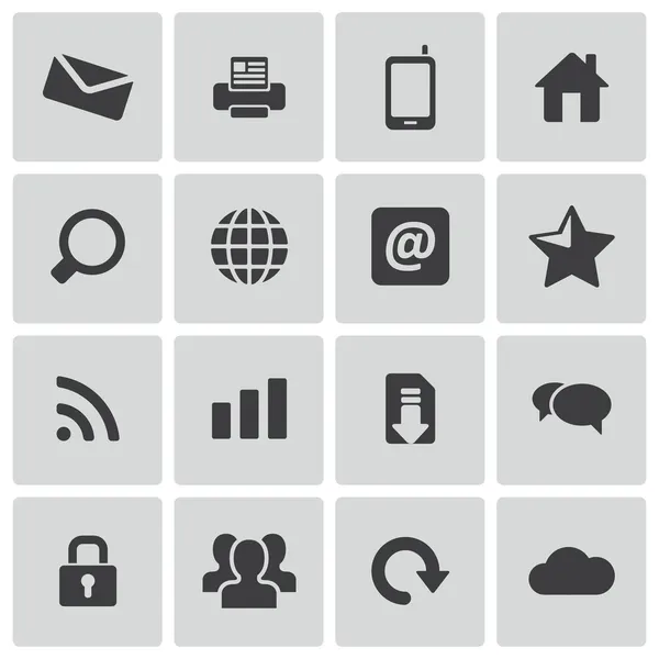 Vector negro conjunto de iconos de Internet — Vector de stock