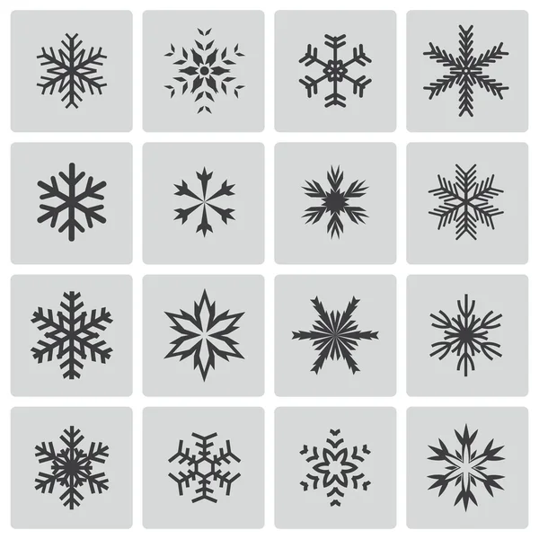 Conjunto de iconos de copo de nieve negro vector — Archivo Imágenes Vectoriales