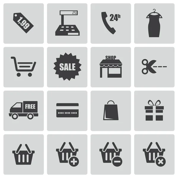 Vector black shopping icons set — Stock Vector