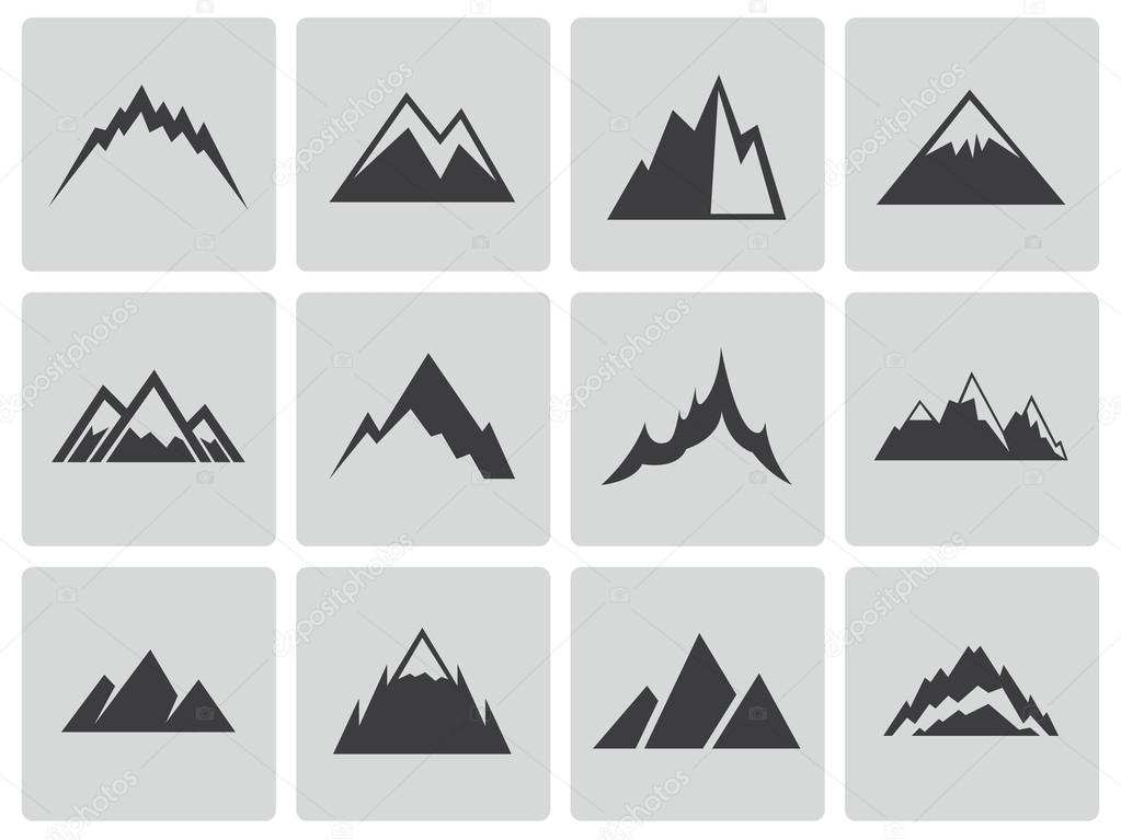 Vector black mountains icons set