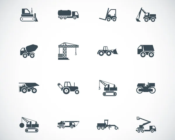 Conjunto de iconos de transporte de construcción vectorial negro — Archivo Imágenes Vectoriales