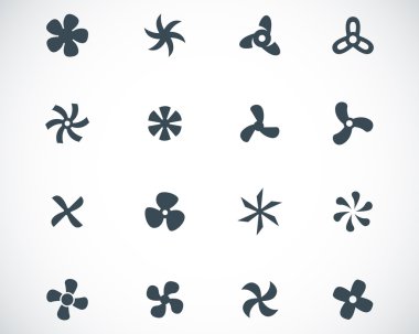 siyah vektör fanlar ve Pervaneleri Icons set