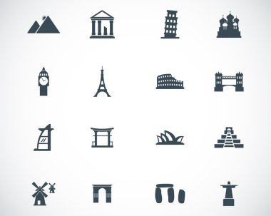 siyah vektör landmark simgeler kümesi