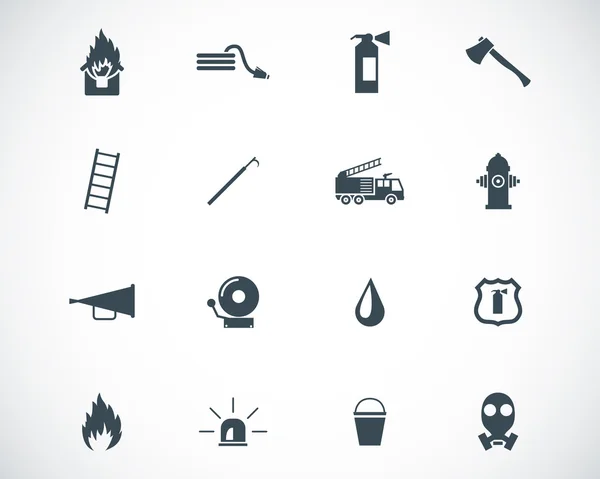 Vector black firefighter icons set — Stock Vector