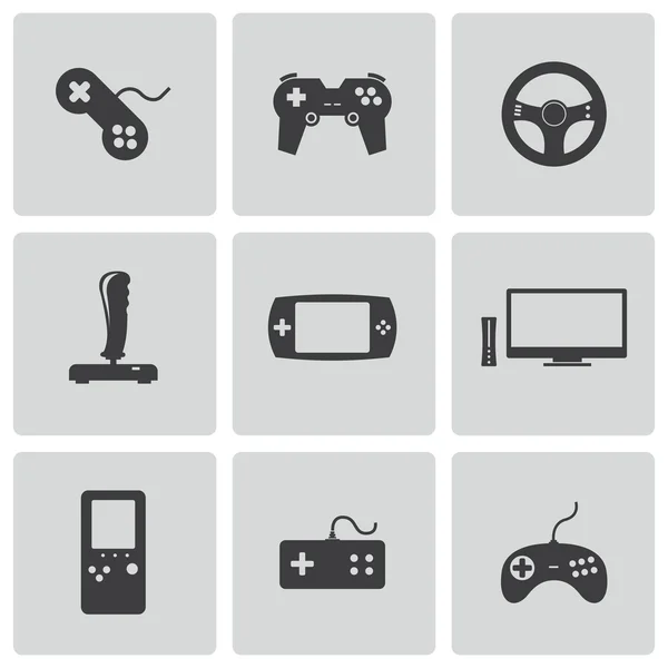Set di icone per videogiochi neri vettoriali — Vettoriale Stock