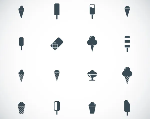 Vector black ice cream icons set — Stock Vector