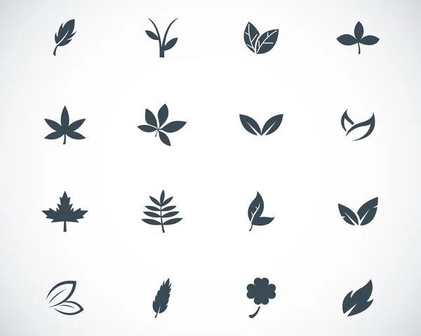 Vector zwart blad icons set — Stockvector