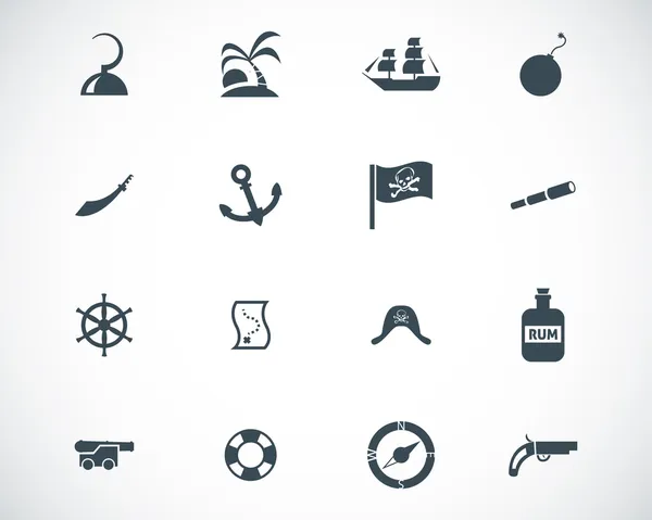 Vector black pirates icons set — Stock Vector