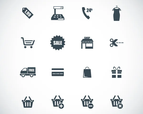 Vector black shopping icons set — Stock Vector