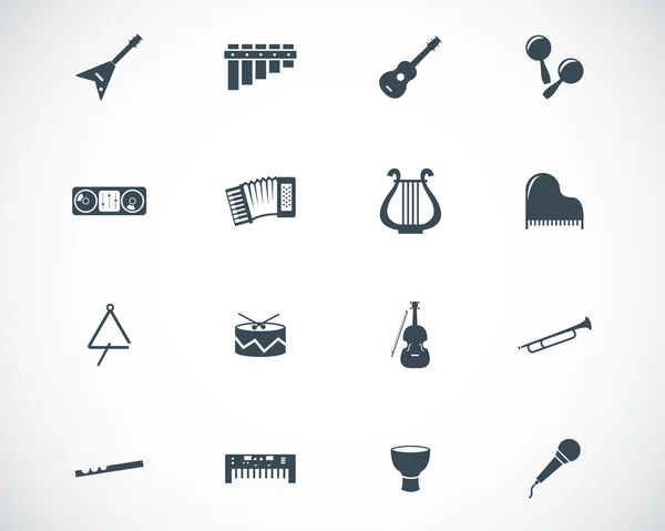 Vector black music instruments icons set — Stock Vector