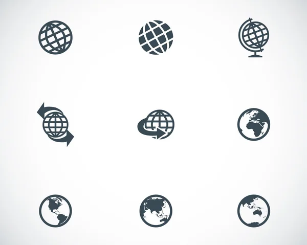 Vector black globe icons set — Stock Vector