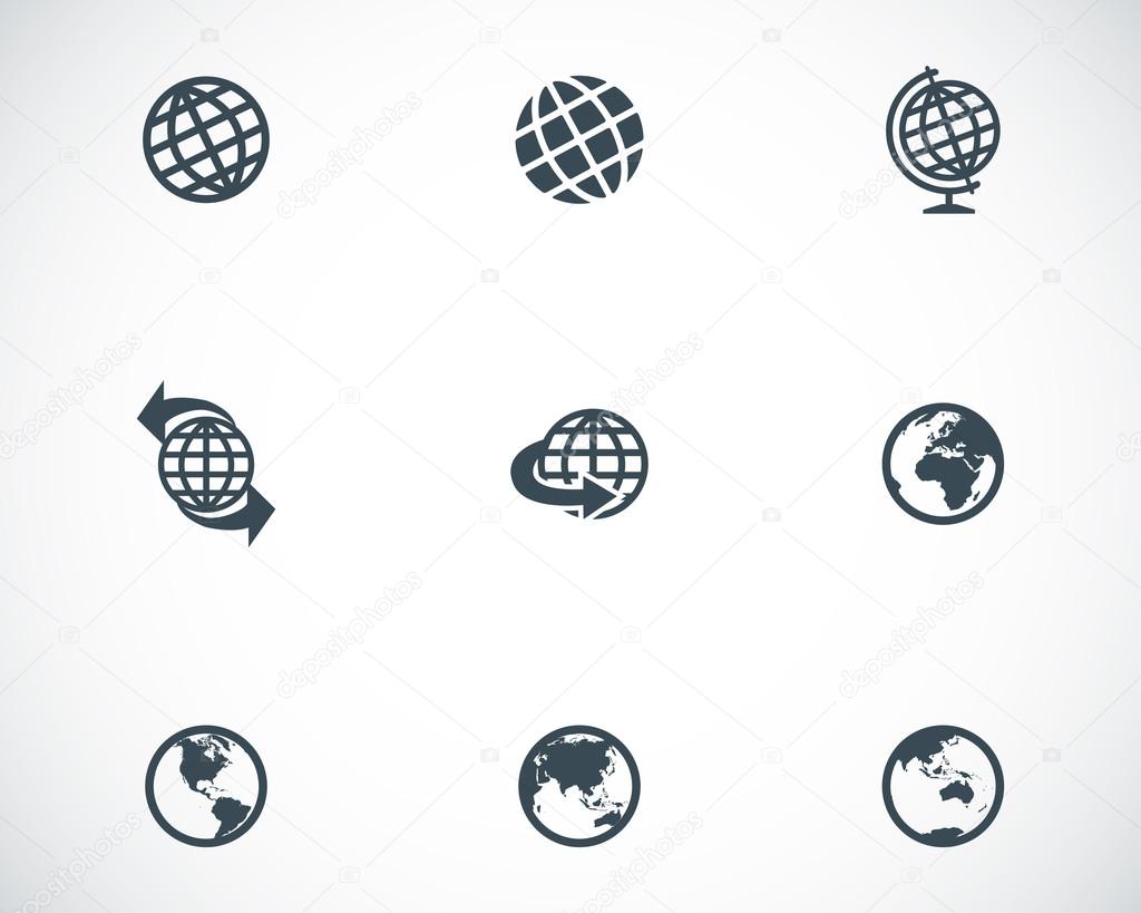 Vector black globe icons set
