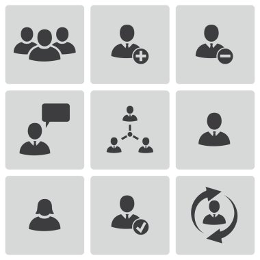 vektör siyah office insanlar simgeler kümesi