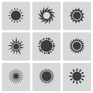 vektör siyah güneş simgeler kümesi
