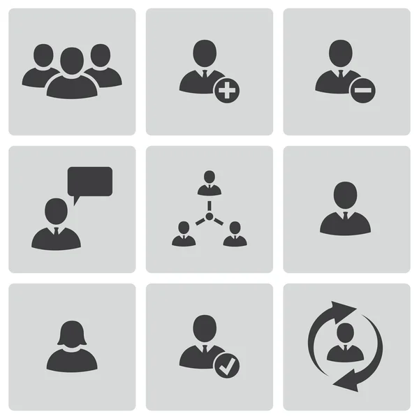 Vector black office people icons set — Stock Vector