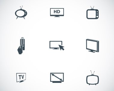 vektör siyah tv simgeler kümesi