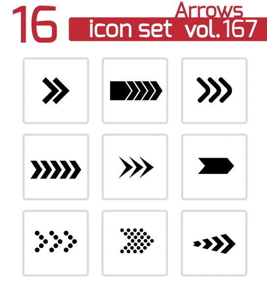 Vector negro flechas iconos conjunto — Archivo Imágenes Vectoriales