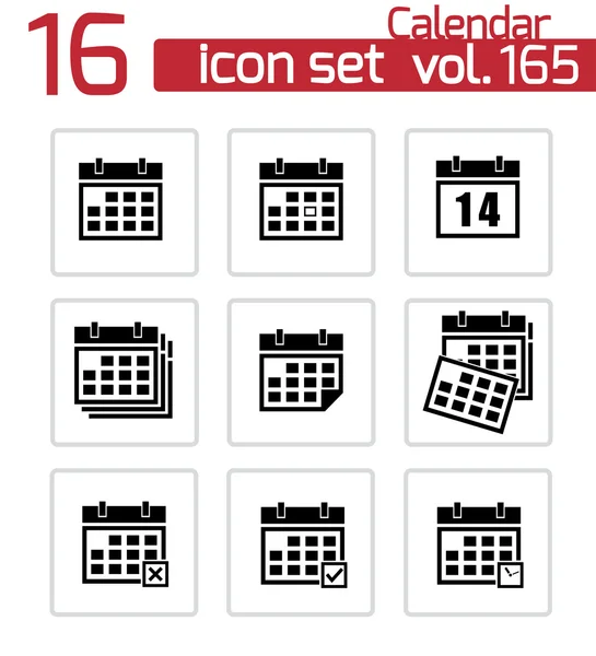 Vector zwarte kalender icons set — Stockvector