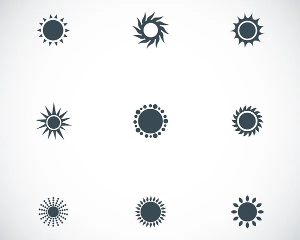 Vector negro sol iconos conjunto — Vector de stock