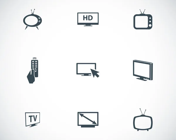 Vector black TV icons set — Stock Vector
