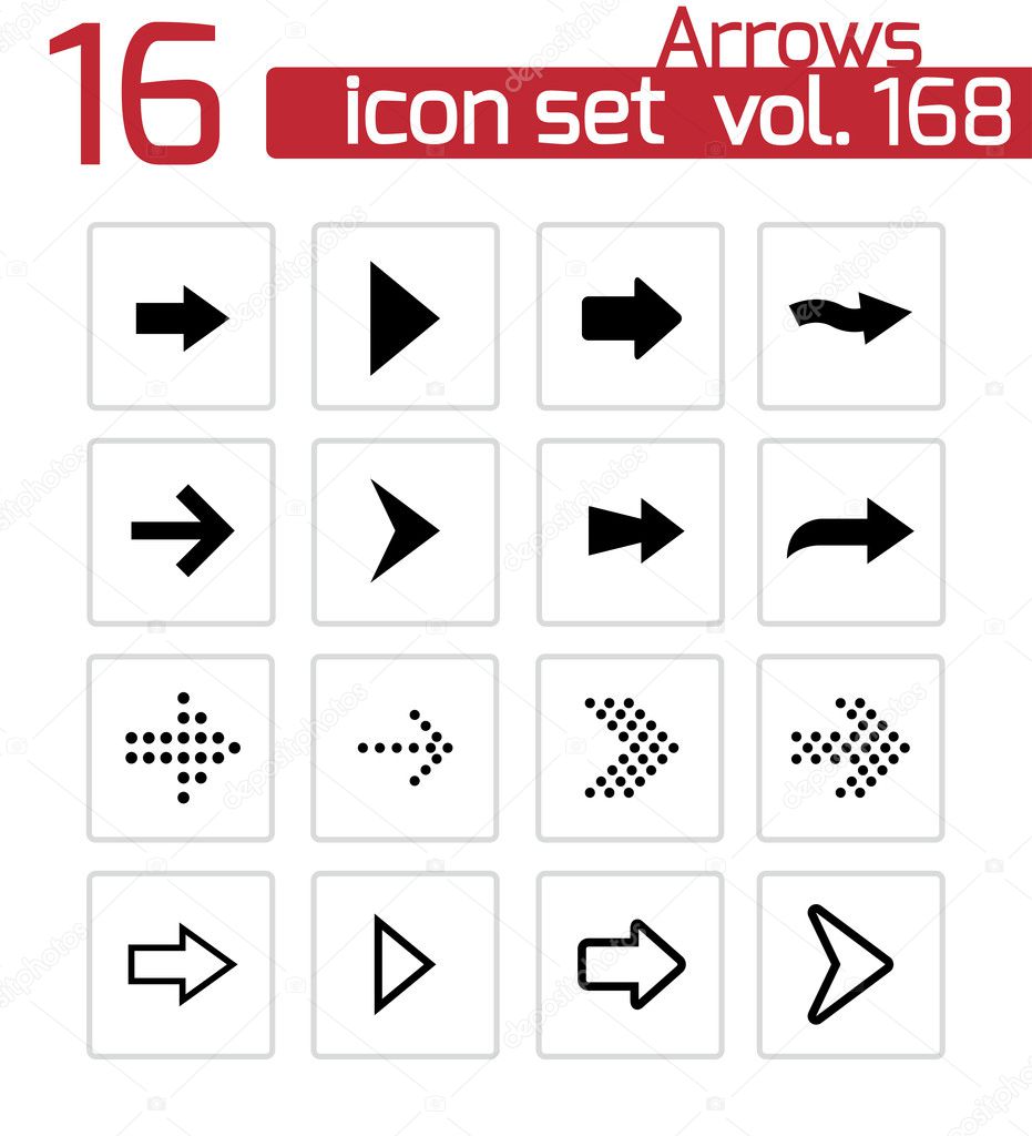 Vector black arrows icons set