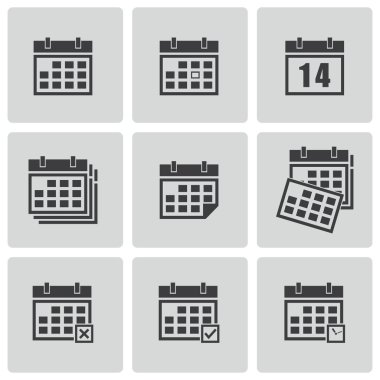 vektör siyah takvim Icons set