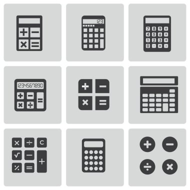 Vector black calculator icons set