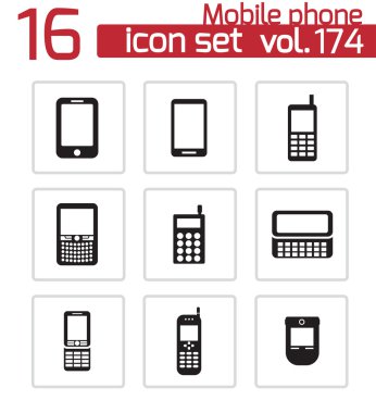 vektör siyah cep telefonu Icons set