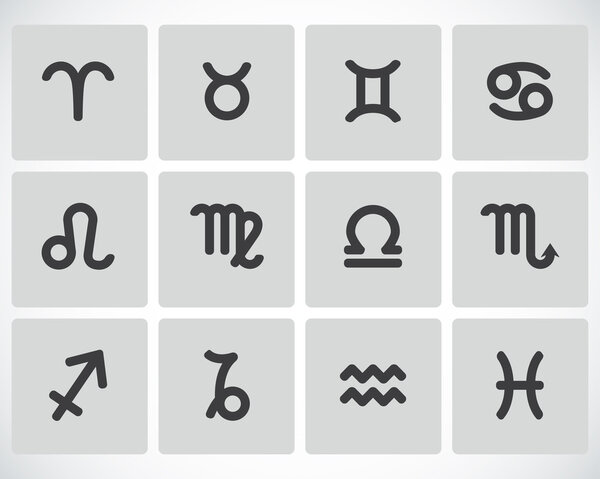 Vector black zodiac icons set