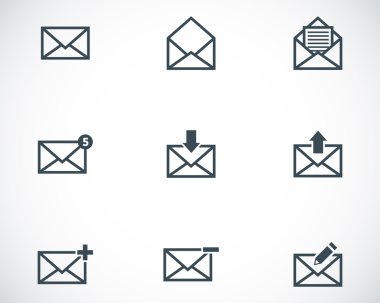 siyah vektör email simgeler kümesi