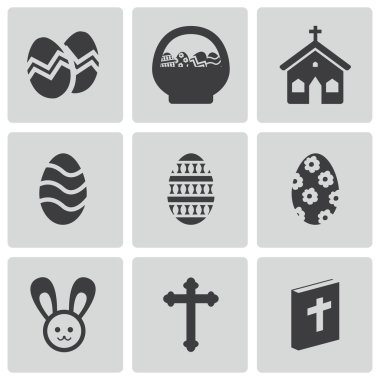 Vektör siyah Paskalya Icons set