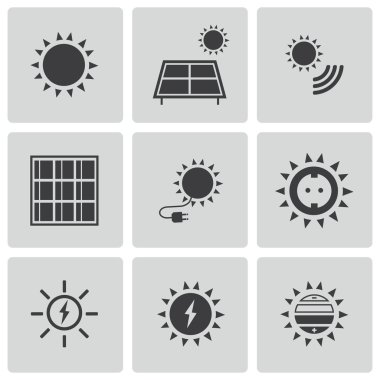 vektör siyah güneş enerjisi Icons set