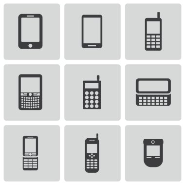 vektör siyah cep telefonu Icons set
