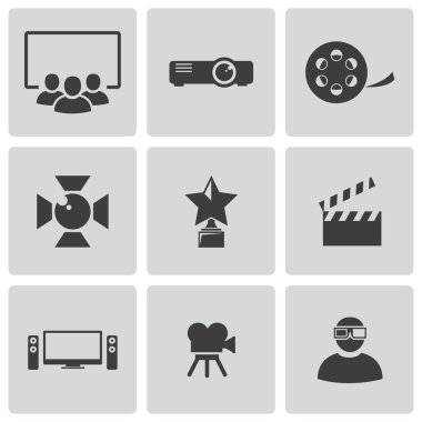 Vektör siyah film Icons set