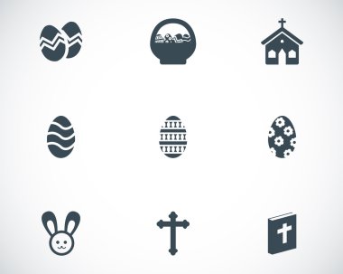 Vektör siyah Paskalya Icons set