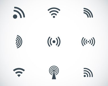 Vektör siyah kablosuz simgeleri ayarlandı