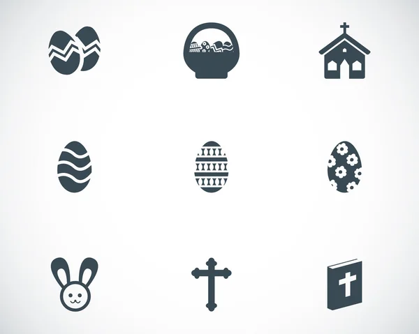 Ensemble d'icônes de Pâques noir vectoriel — Image vectorielle