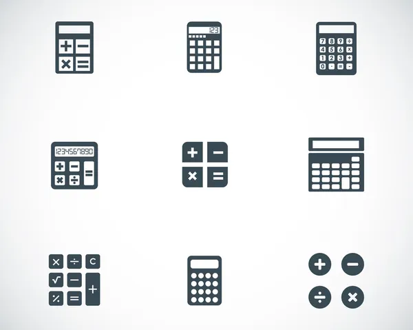 Conjunto de iconos de calculadora negra vectorial — Vector de stock