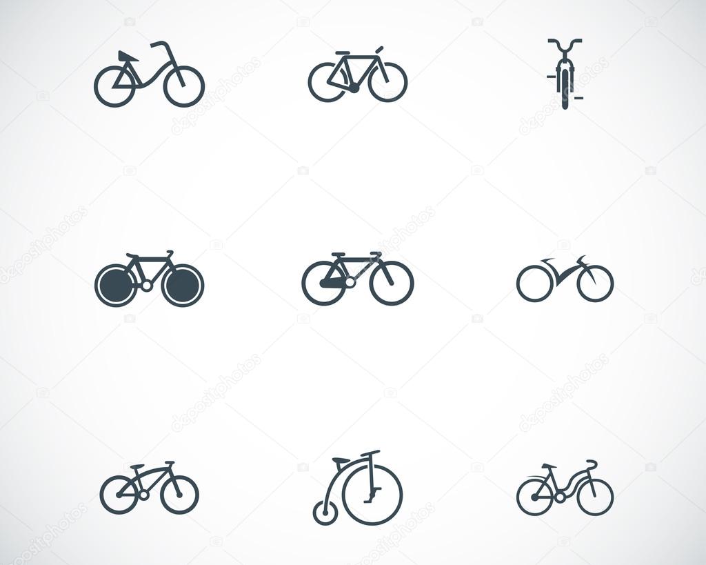 Vector black bicycle icons set