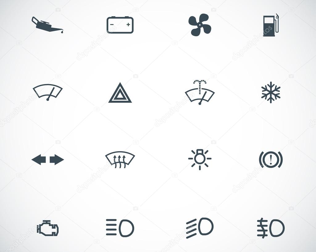 Vector balck car dashboard icons set