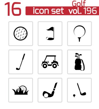 Vektör siyah golf Icons set
