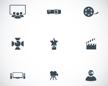 Vektör siyah film Icons set