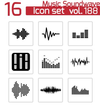 vektör siyah müzik soundwave Icons set