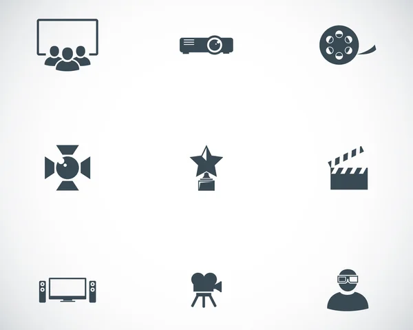 Vector black movie icons set — Stock Vector