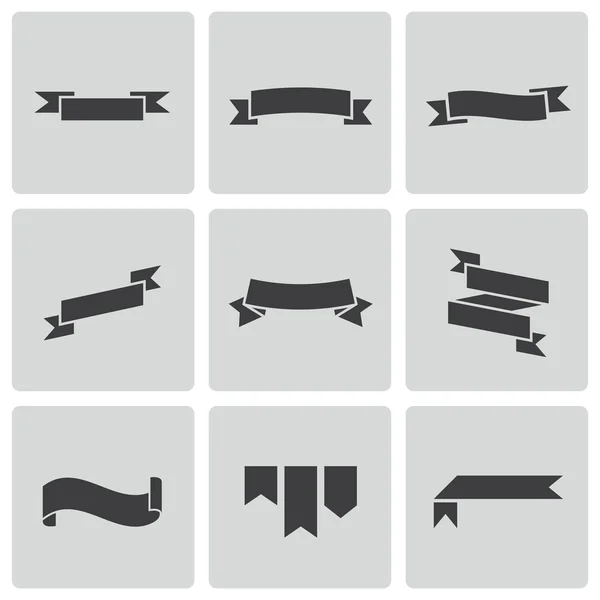 Vector zwarte lint icons set — Stockvector