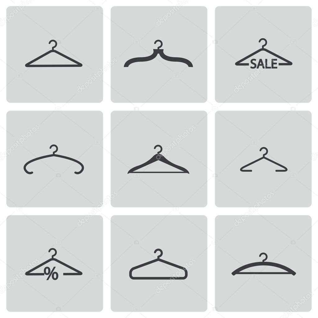Vector black hanger icons set