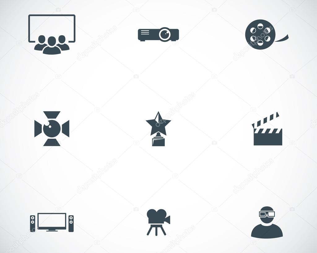 Vector black movie icons set