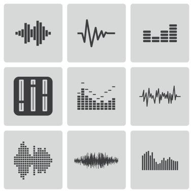 vektör siyah müzik soundwave Icons set