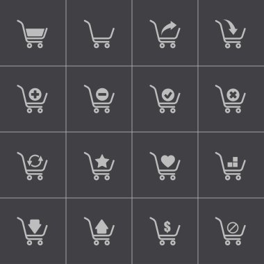 alışveriş sepeti Icons set vektör siyah